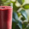 Il me faudrait une photo d'un verre rempli d'un smoothie couleur rouge Smoothie prêt à mixer fruits rouges – 100% naturel – Sachet150g