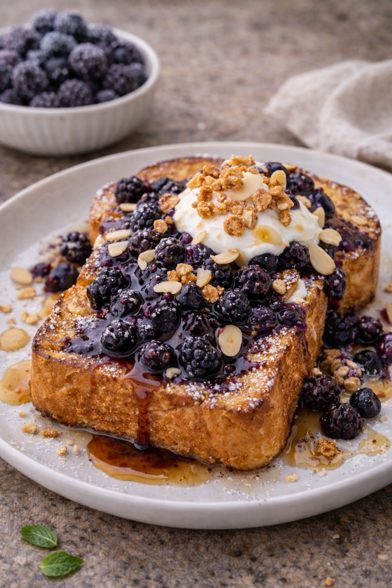Toast façon pain perdu aux myrtilles